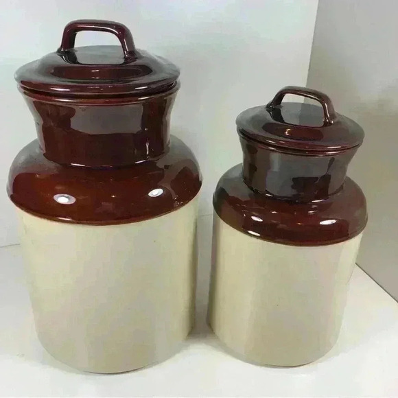 Set of 2 vintage  McCoy pottery ceramic kitchen canisters - Picture 4 of 9